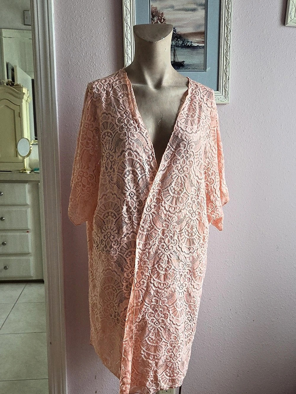 Star Vixen Lace Tunic in Peach/Pink Size 3X Like New
